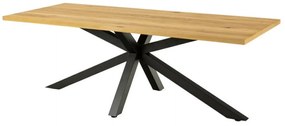 Asztal Oakland 800Fekete, Vad tölgy, 76x90x220cm, Közepes sűrűségű farostlemez, Természetes fa furnér, Fém