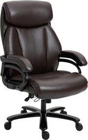 Vinsetto Főnöki irodai szék, 180 kg teherbírás, ergonomikus kialakítás, állítható magasságú, műbőr, barna.