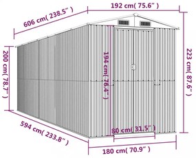 zöld horganyzott acél kerti fészer 192x606x223 cm