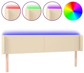 krémszínű szövet LED-es fejtámla 183 x 16 x 78/88 cm