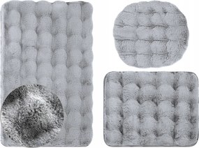 Fürdőszobaszőnyeg Csúszásgátló Aruba 3D Puha Világos Szürke 3 részes