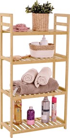 4 polcos polcállvány, természetes bambusz, FIORE TYP 2