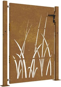 vidaXL Corten acél kerti kapu 100x125 cm, fűmintás