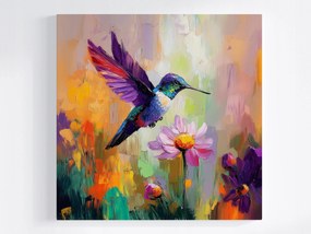 Canvas Vászonkép Színes Madár Kolibri Virágok Természet 80x80