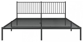 fekete fém ágykeret fejtámlával 180 x 200 cm