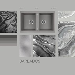 Laveo Barbados, 2 kamrás gránit mosogató 780x480x185 mm, szürke, LAV-SBB_520T