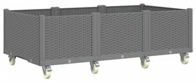 világosszürke PP rácsos kerekes ültetőláda 150 x 80 x 54 cm