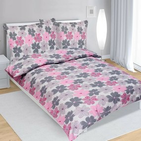 Virágok krepp ágynemű, rózsaszín, 140 x 200 cm, 70 x 90 cm