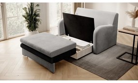 Világosszürke-antracitszürke bársony kinyitható kanapé 130 cm Ario – ELTAP