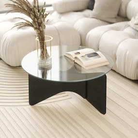 Fekete kerek dohányzóasztal üveg asztallappal 87x87 cm Madera – Umbra