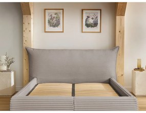 Bézs kárpitozott ágyneműtartós franciaágy ágyráccsal 180x200 cm Jade – Bobochic Paris