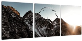 Egy sziklás hegység képe (órával) (90x30 cm)