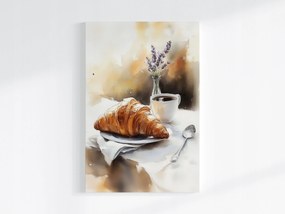 Canvas Vászonkép Asztal Kávé Eszpresszó Croissant Levendula 80x120