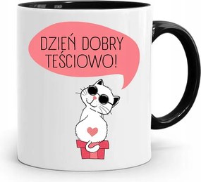 Fekete Bögre Anyósnak Jó Reggelt Anyósnak fényképes nyomattal