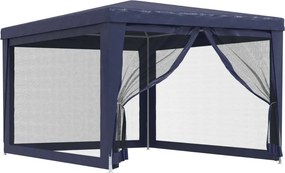 vidaXL kék HDPE rendezvénysátor 4 hálós oldalfallal 3x4 m