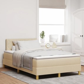 Krém Box Spring Ágy Matrac &amp; LED Világítással 120x200 cm Szövet