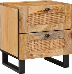 vidaXL Éjjeliszekrény Természetes 40 x 33 x 46 cm Tömör Mangófát