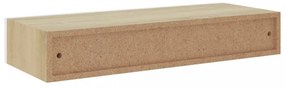 2 db tölgyszínű és fehér MDF fiókos fali polc 60 x 23,5 x 10 cm