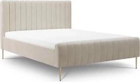 Nicole kárpitozott ágy 160x200 cm szenil bézs Perfect harmony 07 / arany lábak