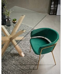 Üveg étkezőasztal természetes talpazattal, 160 x 90 cm - Kave Home