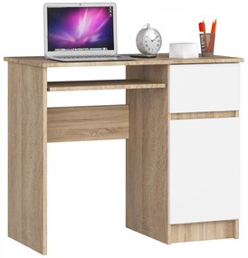 Íróasztal - Akord Furniture - 90 cm - sonoma tölgy / fehér