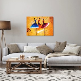 Kép - olajfestmény, balerinák (üvegen) (70x50 cm)