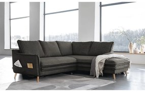 Sötétszürke kinyitható sarokkanapé (jobb oldali) Charming Charlie – Miuform