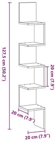 Sarokpolc Fekete Tölgy 20x20x127,5 cm Összeszerelt Fa