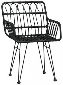 3 részes fekete polirattan kerti étkezőgarnitúra