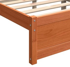 vidaXL Ágykeret fejtámlával Viaszbarna 160 x 200 cm Tömör fenyőfa