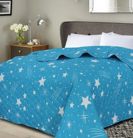 Ágytakaró mintával NIGHT SKY HEXAGON, türkizkék Méret: 170 x 210 cm