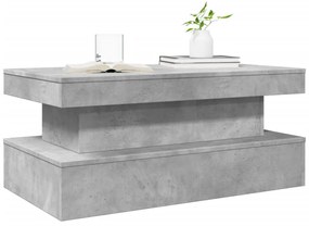 betonszürke dohányzóasztal LED-lámpákkal 90x50x40 cm