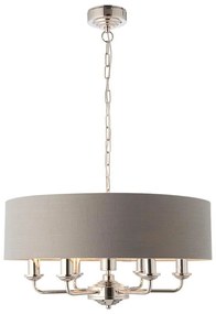 Endon 94373 - Csillár láncon HIGHCLERE 6xE14/40W/230V szürke/fényezett króm