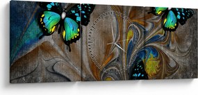 Kép - fényes pillangók képben (órával) (90x30 cm)