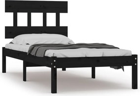 vidaXL fekete tömör fa ágykeret 100x200 cm