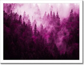 Poszter fehér keretben 40x30 Tájkép Rózsa Hegyek Köd