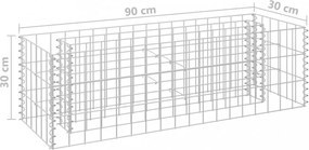 horganyzott acél gabion magaságyás 90 x 30 x 30 cm