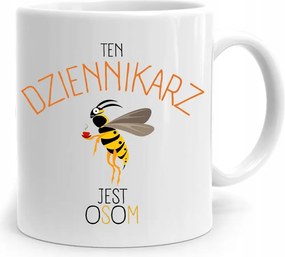 Riporter Újságíró Bögre Ez Az Újságíró fényképes nyomattal rendelkezik