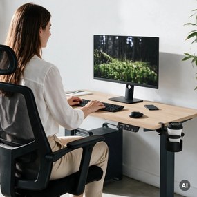 Elektromos íróasztal magasságállítással ergonomikus antracit/sonoma tölgy,1200x600 mm: ARIA