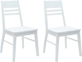 vidaXL Étkező Székek 2 pcs Fehér 43 x 54 x 89 cm Tömör Gumi Fa