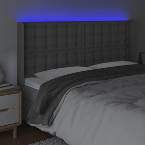 szürke műbőr LED-es fejtámla 147x16x118/128 cm
