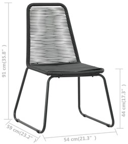 3 részes fekete PVC rattan kerti étkezőgarnitúra