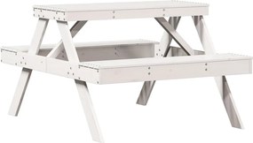 vidaXL fehér tömör fenyőfa piknik asztal 105 x 134 x 75 cm