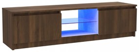 barna tölgyszínű TV-szekrény LED-lámpákkal 120x30x35,5 cm
