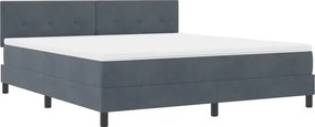 vidaXL LED Box Spring Ágy matracmal Sötétszürke 180 x 200 cm Bársony