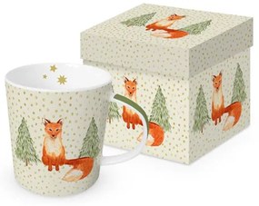 Karácsonyi porcelán bögre díszdobozban Snowflakes & Fox