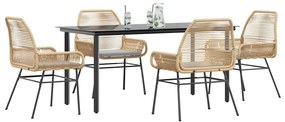 vidaXL 5 észes barna polyrattan üveg kerti étkezőgarnitúra párnával