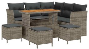 vidaXL Kerti Kanapé Szett párnával tárolóval 9 pcs Szürke