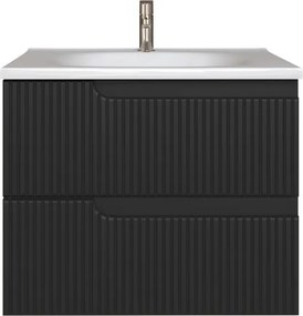 Piramida EURIDIKA fali fürdőszobabútor - műmárvány mosdóval -2 fiókos - PINO FEKETE - 65 x 48 x 53 c