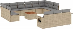 vidaXL 14 részes vegyes bézs polyrattan kerti ülőgarnitúra párnával